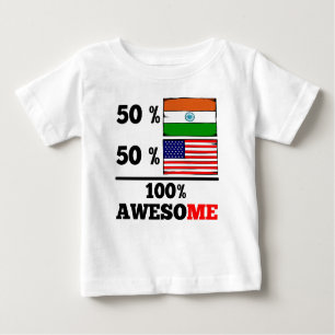 Camiseta Para Bebê Meio meio americano indiano