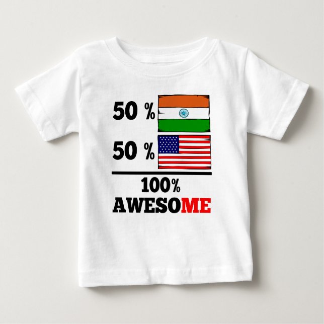 Camiseta Para Bebê Meio meio americano indiano (Frente)