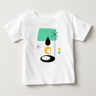 Camiseta Para Bebê meio século azul-design de-lâmpada moderna