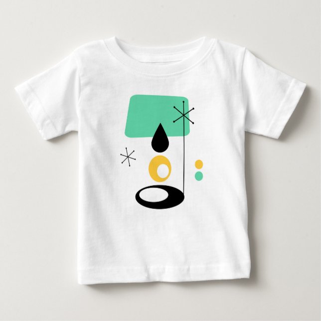 Camiseta Para Bebê meio século azul-design de-lâmpada moderna (Frente)