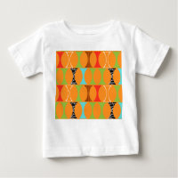Meio século Moderno Padrão Laranja Bebê T-Shirt