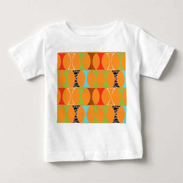 Camiseta Para Bebê Meio século Moderno Padrão Laranja Bebê T-Shirt (Frente)