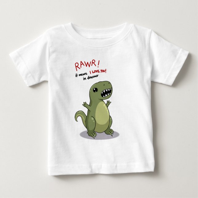 Camiseta Para Bebê Meios de Rawr eu te amo no dinossauro (Frente)
