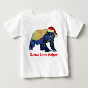 Camiseta Para Bebê Mel Badger Funny Funky Festive Irony Papai noel Ci