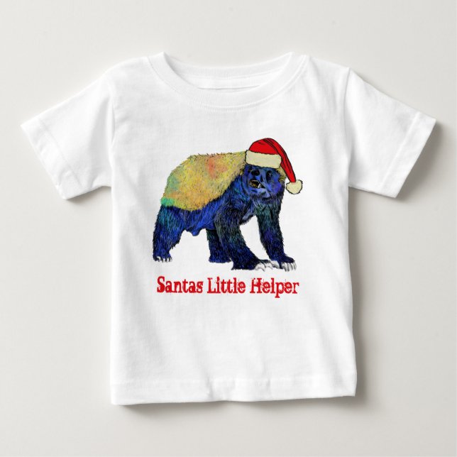Camiseta Para Bebê Mel Badger Funny Funky Festive Irony Papai noel Ci (Frente)