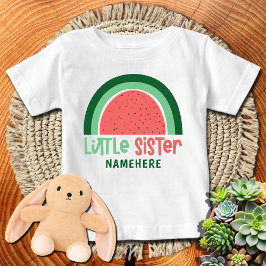 Camiseta Para Bebê Melancia arco-íris Little Sister