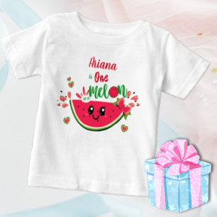 Camiseta Para Bebê Melancia Fofa Uma No Melão Menina 1º Aniversário