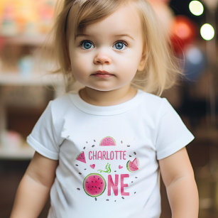 Camiseta Para Bebê Melancia rosa, primeiro aniversario de Fruta de Ve