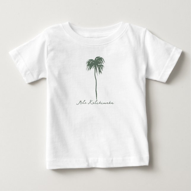 Camiseta Para Bebê Mele Kalikimaka Havaiana Feliz Palma de Natal (Frente)