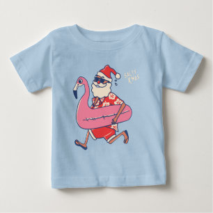 Camiseta Para Bebê Mele Kalikimaka Papais noeis Flamingo Natal Getawa