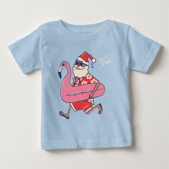 Camiseta Para Bebê Mele Kalikimaka Papais noeis Flamingo Natal Getawa (Frente)