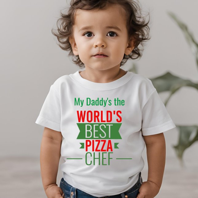 Camiseta Para Bebê Melhor Chef de pizza do mundo - verde-vermelho (Criador carregado)