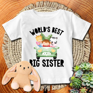 Camiseta Para Bebê Melhor Irmã Mais Velha do Mundo | Animais da Selva