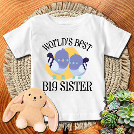 Camiseta Para Bebê Melhor Irmã Mais Velha do Mundo | Pássaros Fofos
