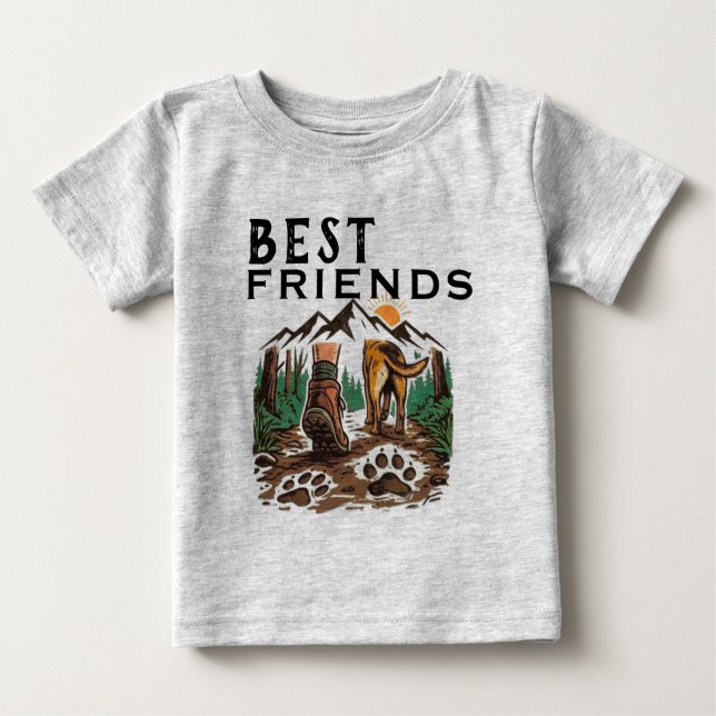 Camiseta Para Bebê Melhores amigos acampando (Frente)