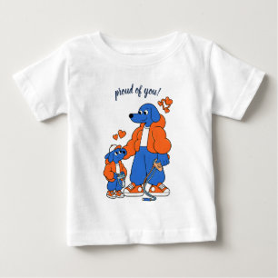 Camiseta Para Bebê Melhores Amigos: Duo Pai e Filho Blue Dog (Laranja