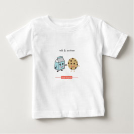 Camiseta Para Bebê Melhores Amigos: Leite e Cookies