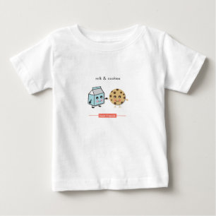 Camiseta Para Bebê Melhores Amigos: Leite e Cookies