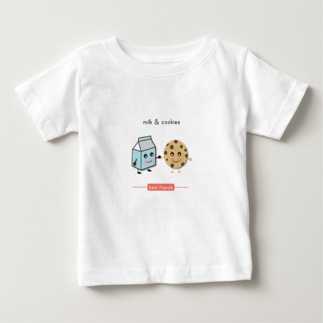 Camiseta Para Bebê Melhores Amigos: Leite e Cookies (Frente)