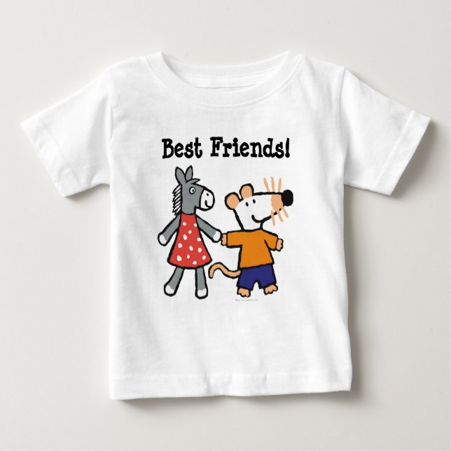 Camiseta Para Bebê Melhores Amigos Maisy e Dotty Segurando Mãos (Frente)