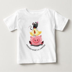 Camiseta Para Bebê Melhores amigos: premir, Pintinho e rato - Adicion