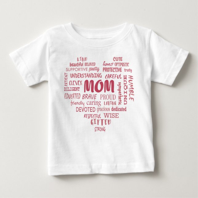 Camiseta Para Bebê Melhores qualidades-mãe e características-mãe Invi (Frente)