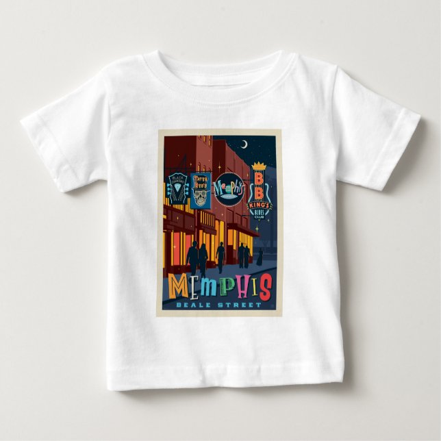 Camiseta Para Bebê Memphis TN | Beale Street Neon (Frente)