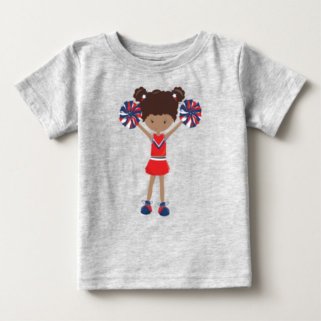 Camiseta Para Bebê Menina Afro-Americana, Liderança de Torcida, Lider (Frente)