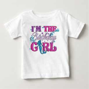 Camiseta Para Bebê Menina Bebê de Aniversário com Letra Moderna
