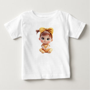 Camiseta Para Bebê Menina Bebê – Design de Desenho Animado Amarelo Fo