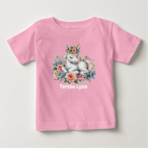 Camiseta Para Bebê Menina bonita fantasia unicórnio