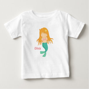 Camiseta Para Bebê Menina bonito da sereia para os bebés