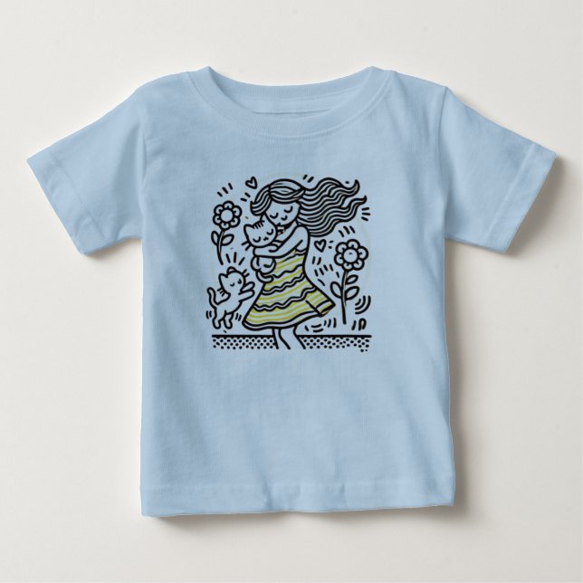 Camiseta Para Bebê "Menina Caprichosa com Gatinho (Frente)