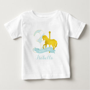 Camiseta Para Bebê Menina Carousel Horse Birthday Girl