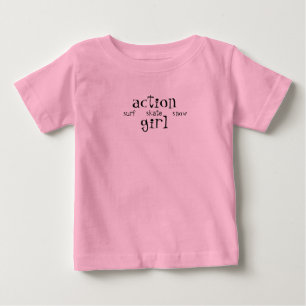 Camiseta Para Bebê menina da ação, neve     do skate     do surf