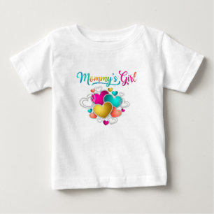 Camiseta Para Bebê Menina da Mamãe com Corações Vibrantes