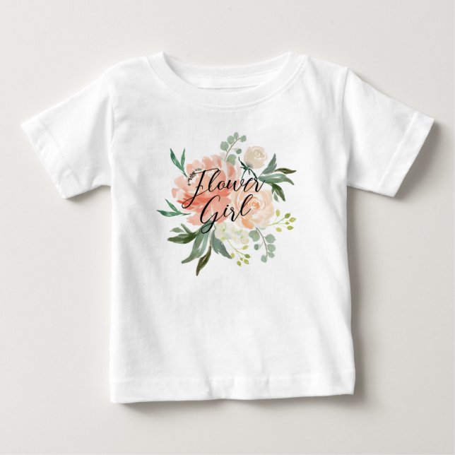 Camiseta Para Bebê Menina das Flores Rosa Floral (Frente)