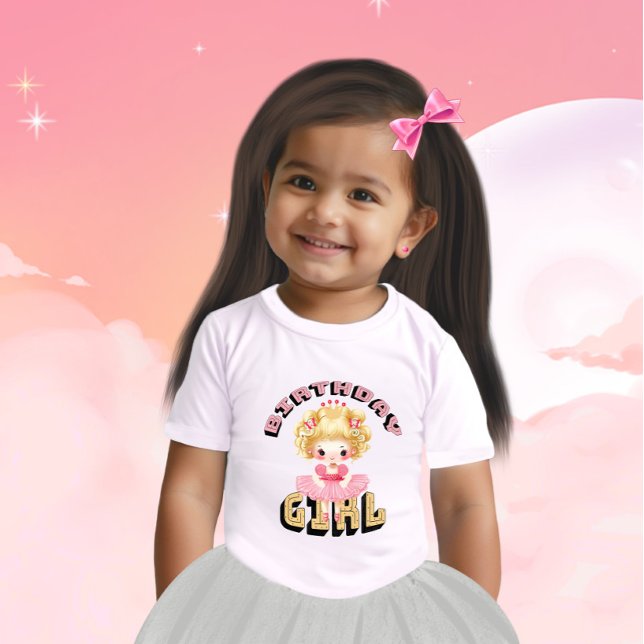 Camiseta Para Bebê Menina de aniversário bonita (Criador carregado)