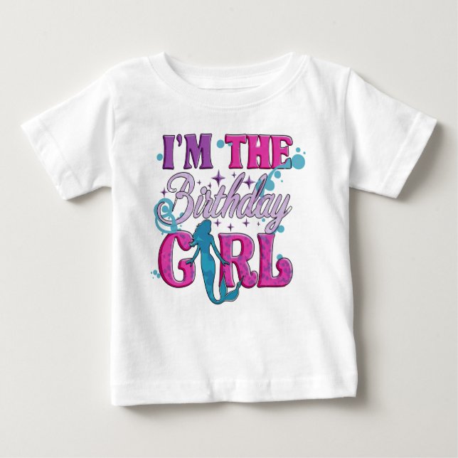 Camiseta Para Bebê Menina de Aniversário com Letra Moderna  (Frente)