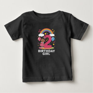 Camiseta Para Bebê Menina de Dois Anos de Idade Festa de Aniversário 