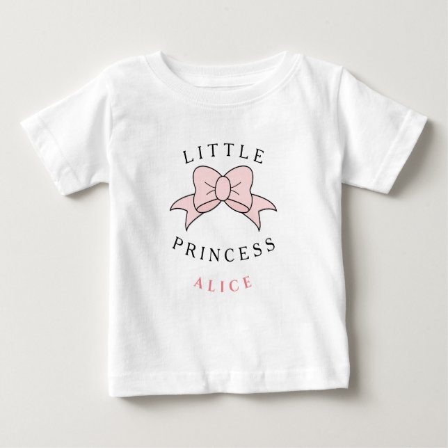 Camiseta Para Bebê Menina de Princesa Moderna Personalizada (Frente)