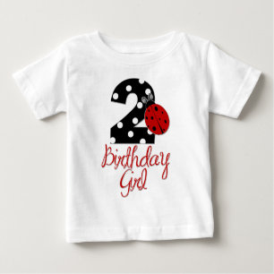Camiseta Para Bebê Menina do segundo aniversário - joaninha - 2