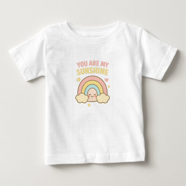 Camiseta Para Bebê Menina Doce - Charme de Arco-Íris Pastel (Frente)
