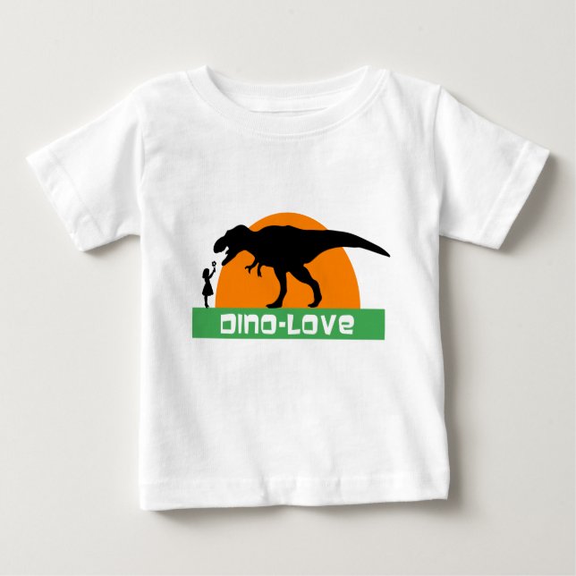 Camiseta Para Bebê Menina e dinossauro (Frente)