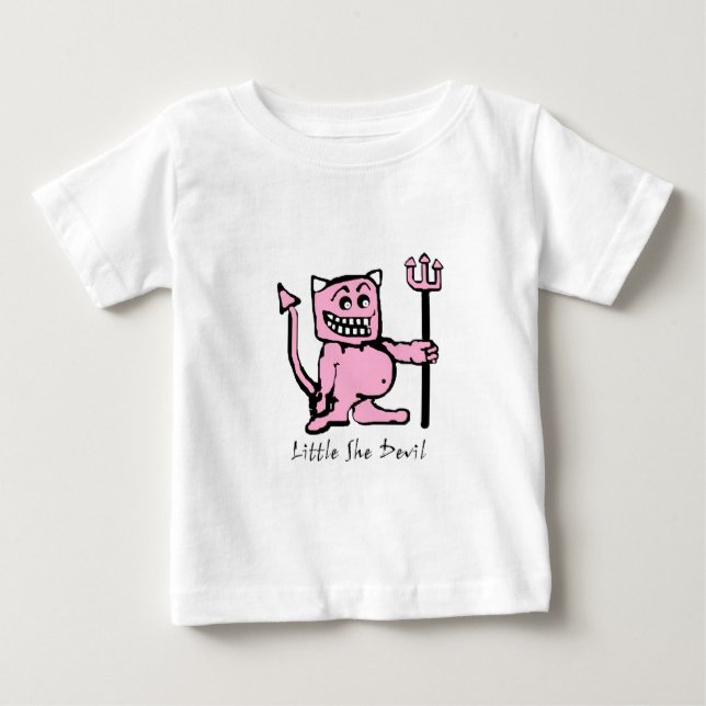 Camiseta Para Bebê menina ela é diabo (Frente)