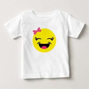 Camiseta Para Bebê Menina feliz de Emoji