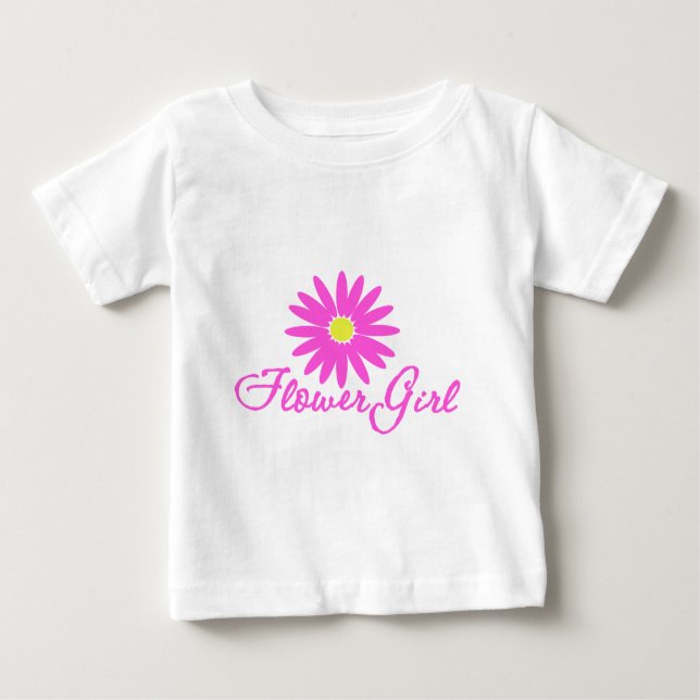 Camiseta Para Bebê Menina Flor Margarida/ Rosa (Frente)
