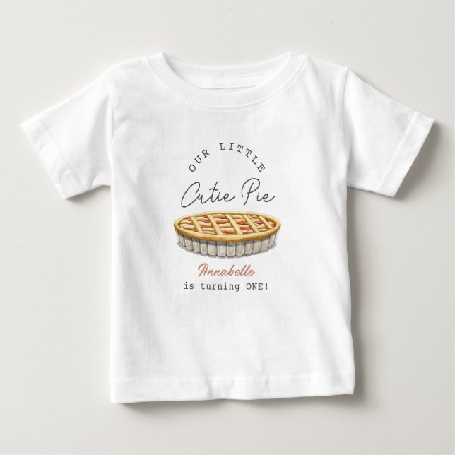 Camiseta Para Bebê Menina Fofinha de 1º Aniversário (Frente)