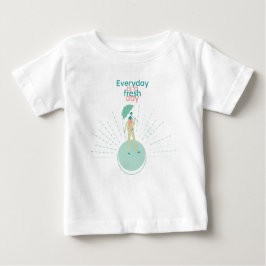 Camiseta Para Bebê Menina fresca com guarda-chuva e trilhos