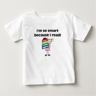 Camiseta Para Bebê Menina Inteligente Porque Eu Leio